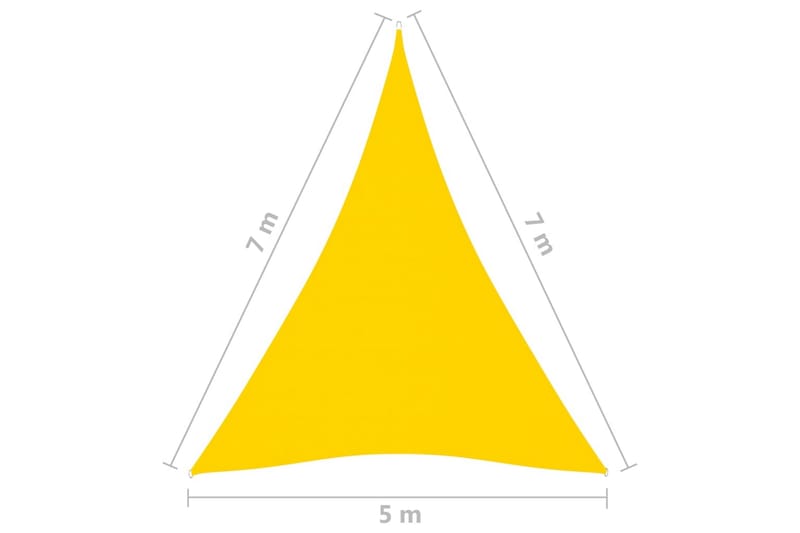 Aurinkopurje Oxford-kangas kolmio 5x7x7 m keltainen - Keltainen - Puutarhakalusteet - Aurinkosuoja - Aurinkopurje