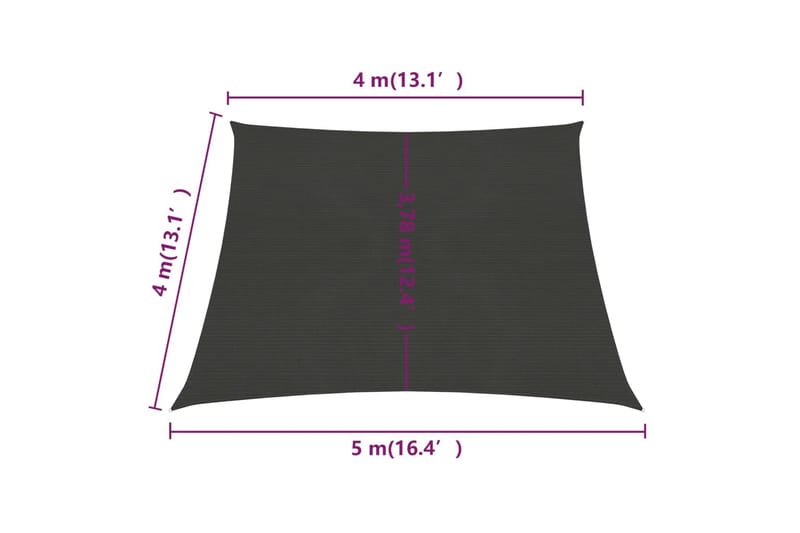 Aurinkopurje 160 g/m² antrasiitti 4/5x4 m HDPE - Antrasiitti - Puutarhakalusteet - Aurinkosuoja - Aurinkopurje