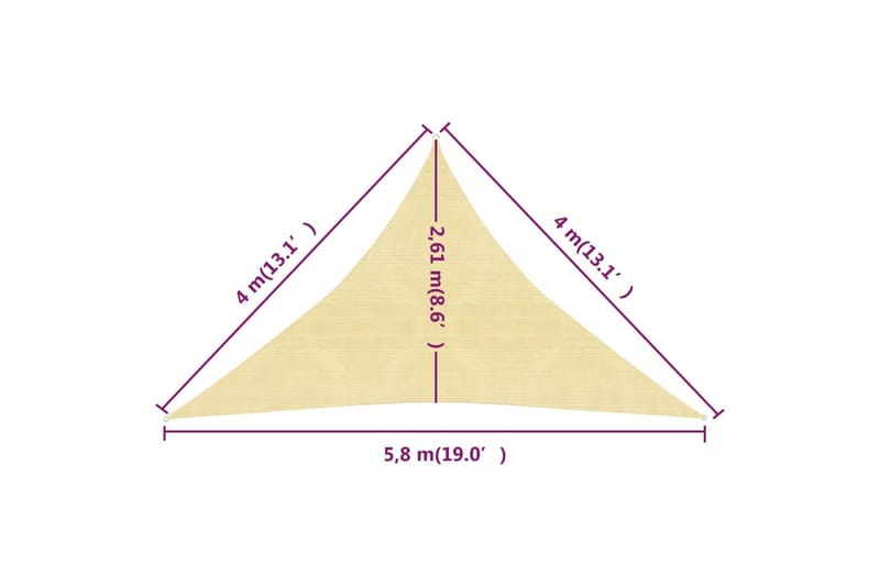 Aurinkopurje 160 g/m² beige 4x4x5,8 m HDPE - Beige - Aurinkopurje