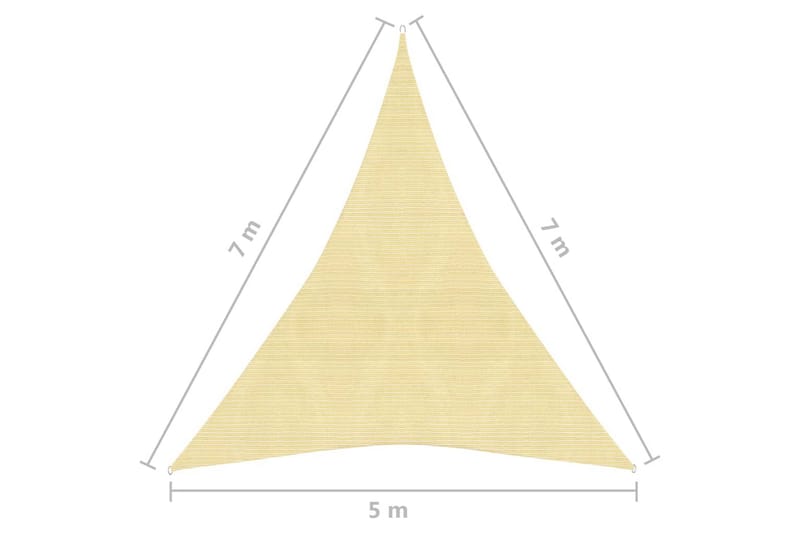 Aurinkopurje 160 g/m² beige 5x7x7 m HDPE - Beige - Puutarhakalusteet - Aurinkosuoja - Aurinkopurje