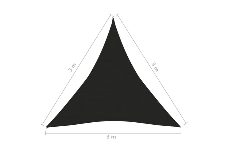 Aurinkopurje 160 g/m² musta 3x3x3 m HDPE - Musta - Aurinkopurje