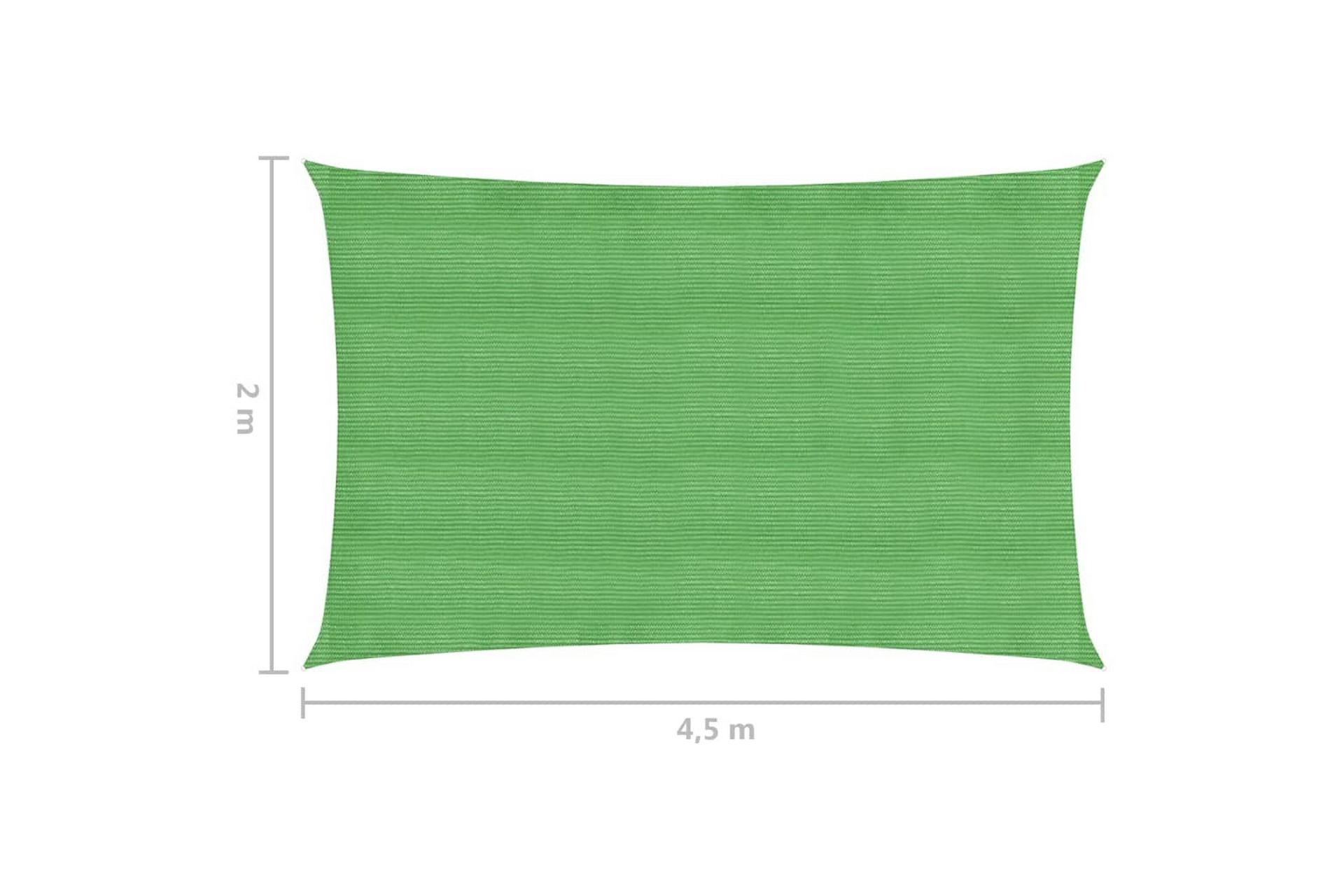 Aurinkopurje 160 g/m² vaaleanvihreä 2x4,5 m HDPE - Vihreä - Puutarhakalusteet - Aurinkosuoja - Aurinkopurje