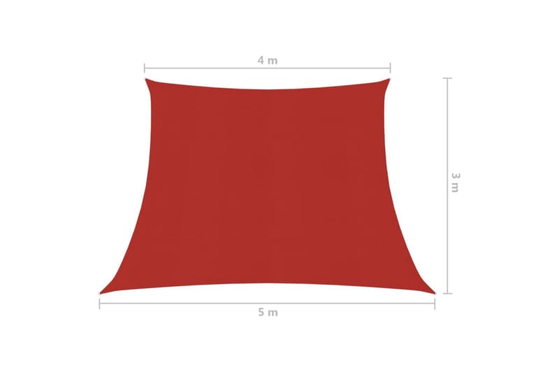 Aurinkopurje 160 g/m² punainen 4/5x3 m HDPE - Punainen - Puutarhakalusteet - Aurinkosuoja - Aurinkopurje