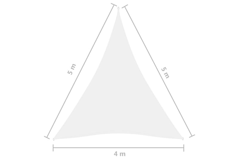 Aurinkopurje Oxford-kangas kolmio 4x5x5 m valkoinen - Valkoinen - Puutarhakalusteet - Aurinkosuoja - Aurinkopurje