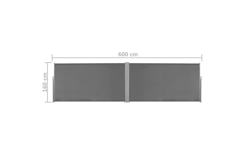 Sisäänvedettävä Sivumarkiisi 160x600 cm Harmaa - Harmaa - Puutarhakalusteet - Aurinkosuoja - Aurinkopurje