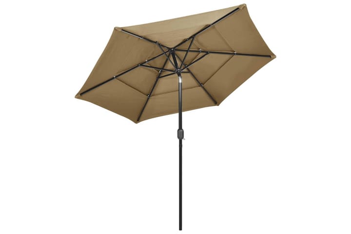 3-tasoinen aurinkovarjo alumiinitanko harmaanruskea 2,5 m - Aurinkovarjo