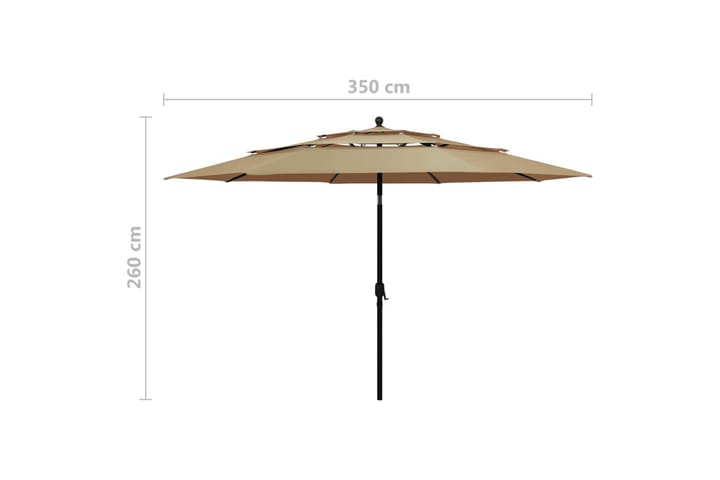 3-tasoinen aurinkovarjo alumiinitanko harmaanruskea 3,5 m - Aurinkovarjo