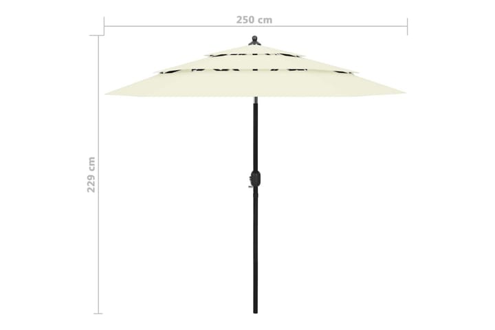 3-tasoinen aurinkovarjo alumiinitanko hiekka 2,5 m - Aurinkovarjo
