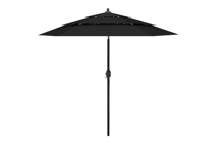 3-tasoinen aurinkovarjo alumiinitanko musta 2,5 m - Aurinkovarjo