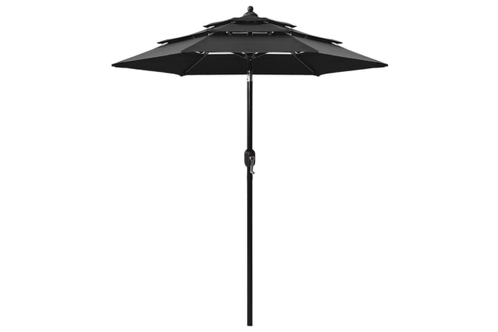 3-tasoinen aurinkovarjo alumiinitanko musta 2 m - Aurinkovarjo
