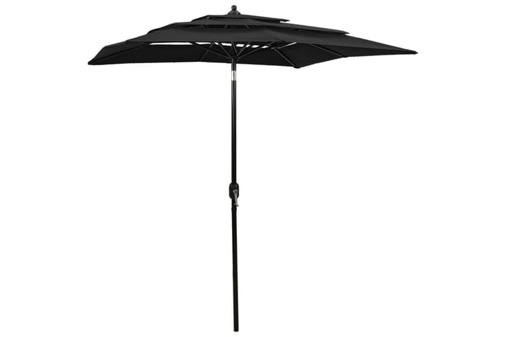 3-tasoinen aurinkovarjo alumiinitanko musta 2x2 m - Aurinkovarjo