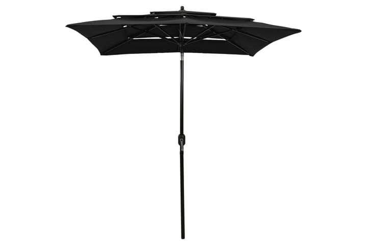 3-tasoinen aurinkovarjo alumiinitanko musta 2x2 m - Aurinkovarjo