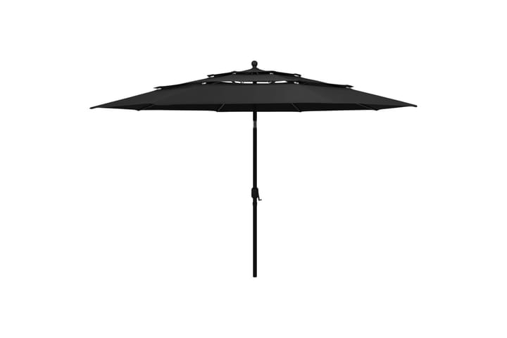 3-tasoinen aurinkovarjo alumiinitanko musta 3,5 m - Aurinkovarjo