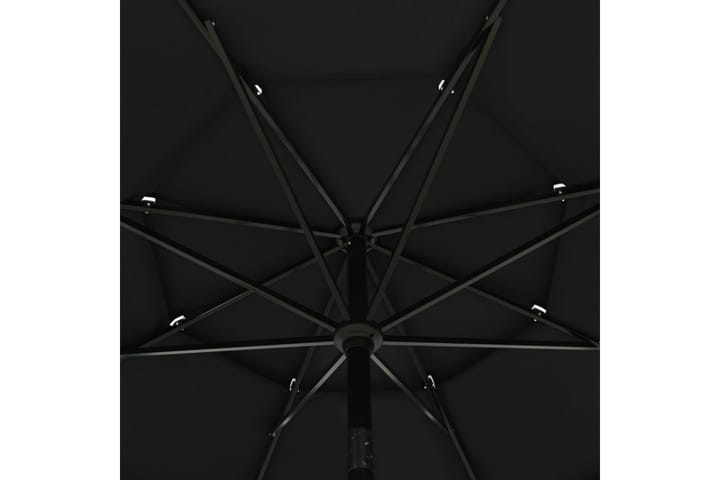3-tasoinen aurinkovarjo alumiinitanko musta 3,5 m - Aurinkovarjo