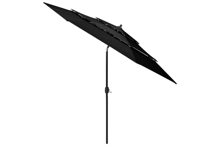 3-tasoinen aurinkovarjo alumiinitanko musta 3 m - Aurinkovarjo