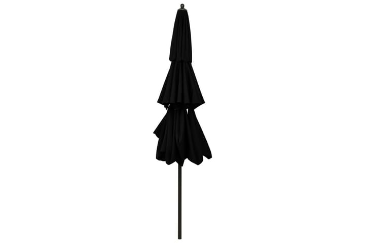 3-tasoinen aurinkovarjo alumiinitanko musta 3 m - Aurinkovarjo
