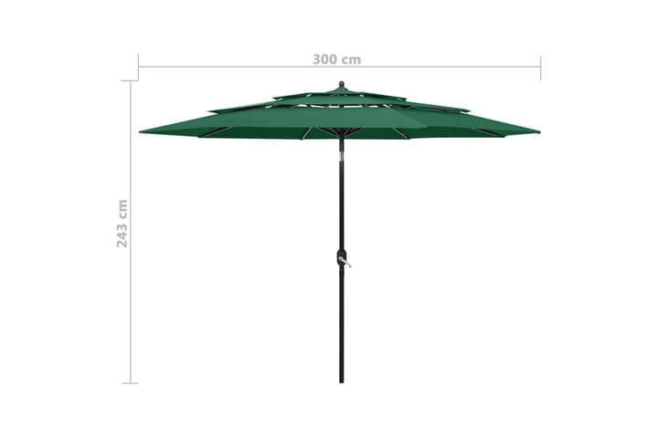 3-tasoinen aurinkovarjo alumiinitanko vihreä 3 m - Aurinkovarjo
