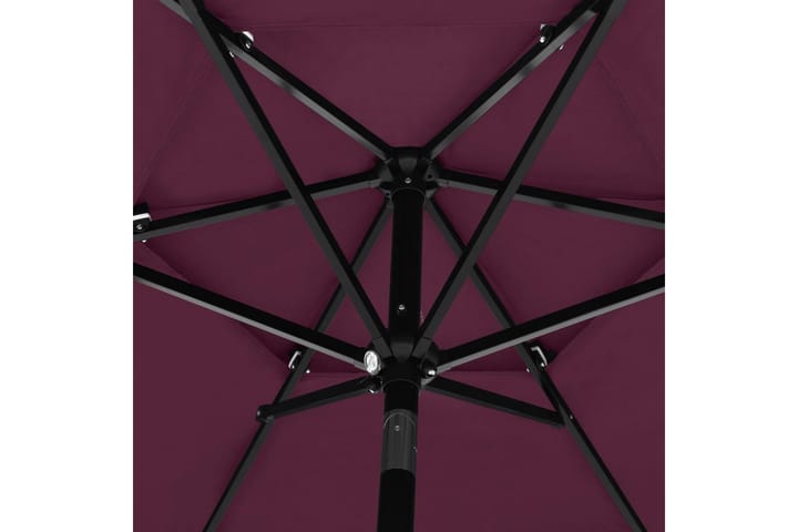 3-tasoinen aurinkovarjo alumiinitanko viininpunainen 2,5 m - Aurinkovarjo
