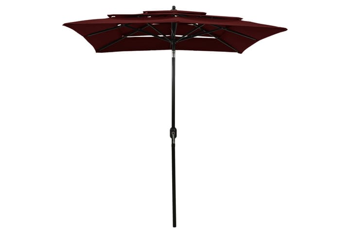 3-tasoinen aurinkovarjo alumiinitanko viininpunainen 2x2 m - Aurinkovarjo