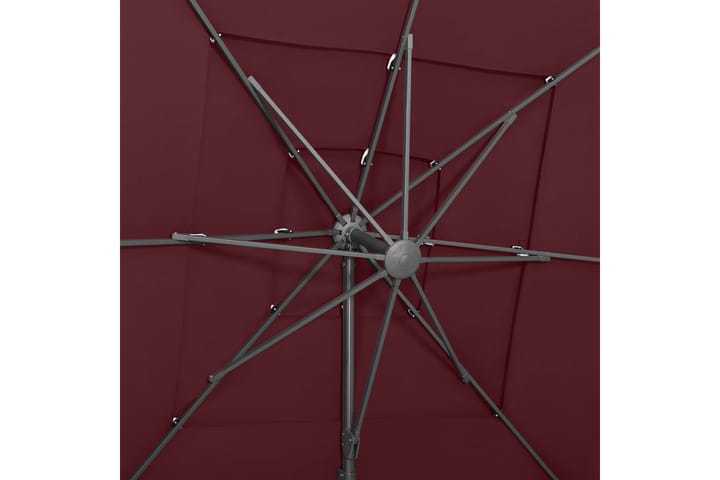 4-tasoinen Aurinkovarjo alumiinitanko 250x250 cm - Punainen - Aurinkovarjo