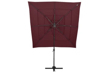4-tasoinen Aurinkovarjo alumiinitanko 250x250 cm - Punainen - Puutarhakalusteet - Aurinkosuoja - Aurinkovarjo