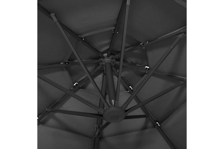 4-tasoinen aurinkovarjo alumiinitanko antrasiitti 3x3 m - Aurinkovarjo