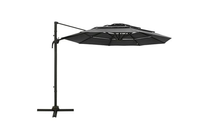 4-tasoinen aurinkovarjo alumiinitanko antrasiitti 3x3 m - Aurinkovarjo