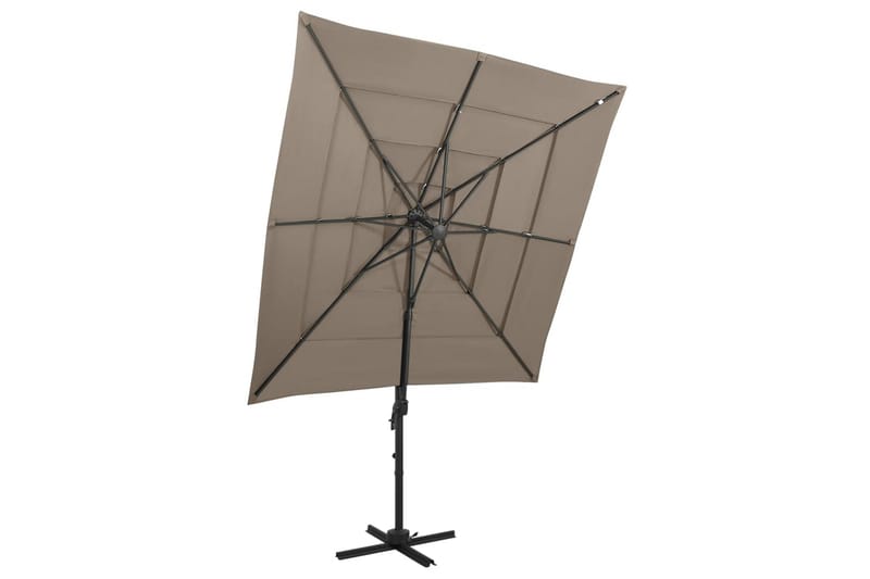 4-tasoinen Aurinkovarjo alumiinitanko harmaanruskea 250x250 - Taupe - Puutarhakalusteet - Aurinkosuoja - Aurinkovarjo