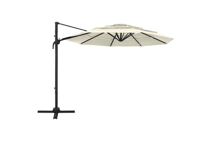 4-tasoinen aurinkovarjo alumiinitanko hiekka 3x3 m - Aurinkovarjo