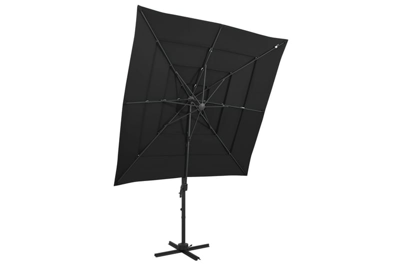 4-tasoinen Aurinkovarjo alumiinitanko musta 250x250 cm - Musta - Puutarhakalusteet - Aurinkosuoja - Aurinkovarjo