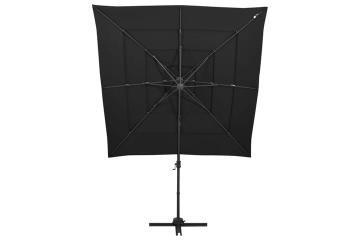 4-tasoinen Aurinkovarjo alumiinitanko musta 250x250 cm - Musta - Aurinkovarjo
