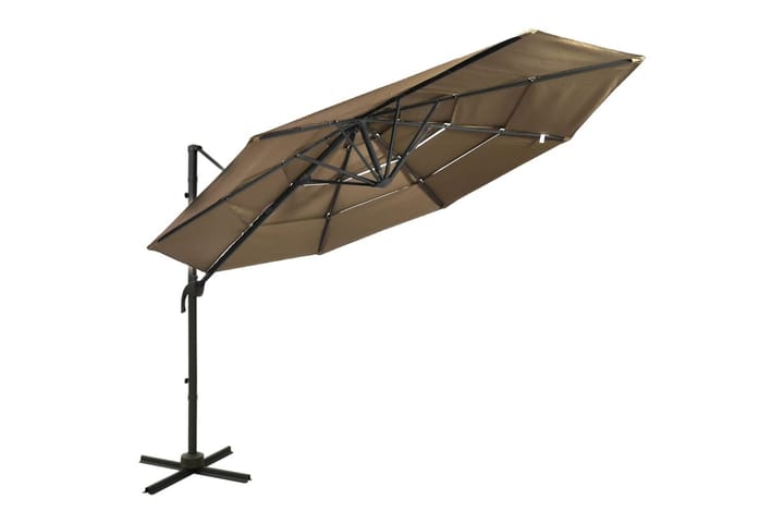 4-tasoinen aurinkovarjo alumiinitanko ruskeanharmaa 3x3 m - Aurinkovarjo