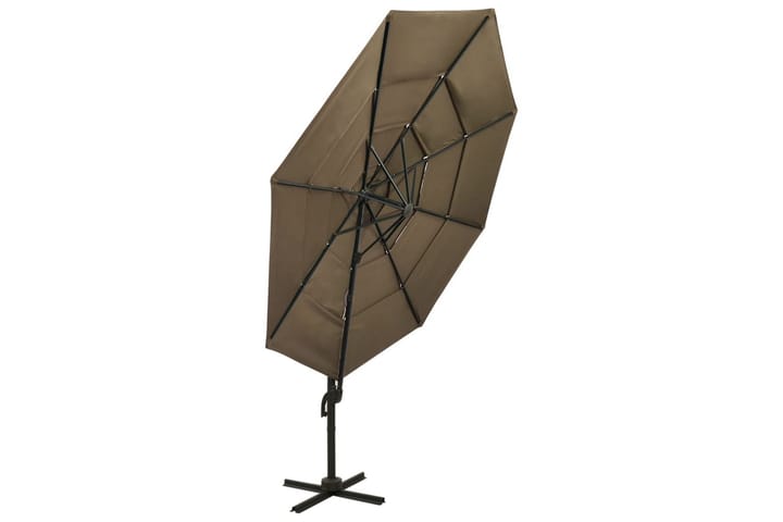 4-tasoinen aurinkovarjo alumiinitanko ruskeanharmaa 3x3 m - Aurinkovarjo