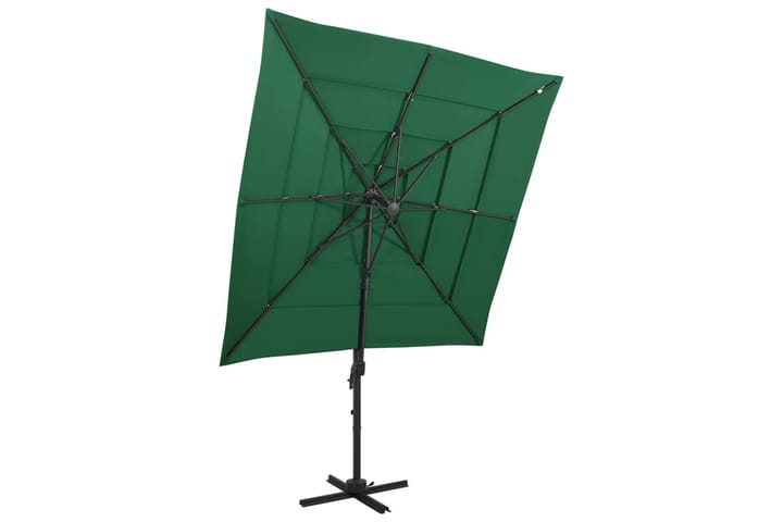 4-tasoinen aurinkovarjo alumiinitanko vihreä 250x250 cm - Vihreä - Aurinkovarjo
