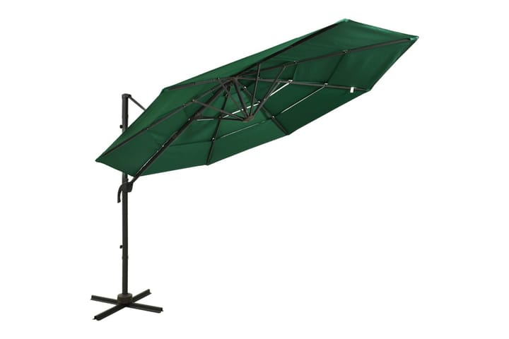 4-tasoinen aurinkovarjo alumiinitanko vihreä 3x3 m - Aurinkovarjo