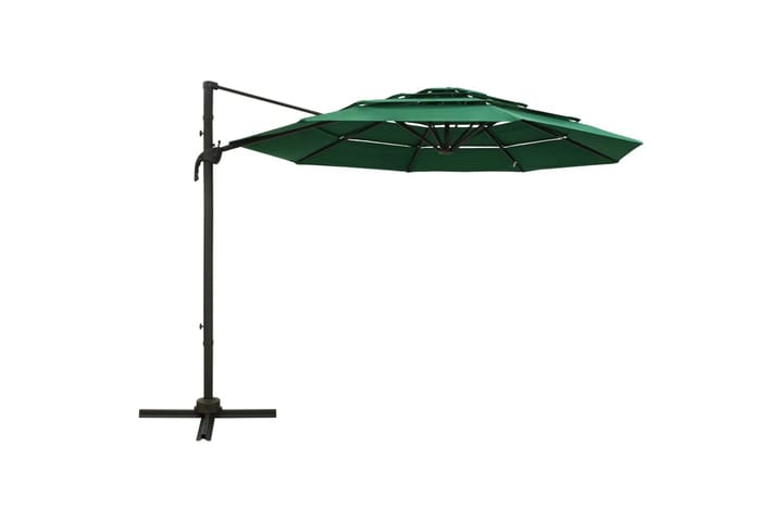 4-tasoinen aurinkovarjo alumiinitanko vihreä 3x3 m - Aurinkovarjo