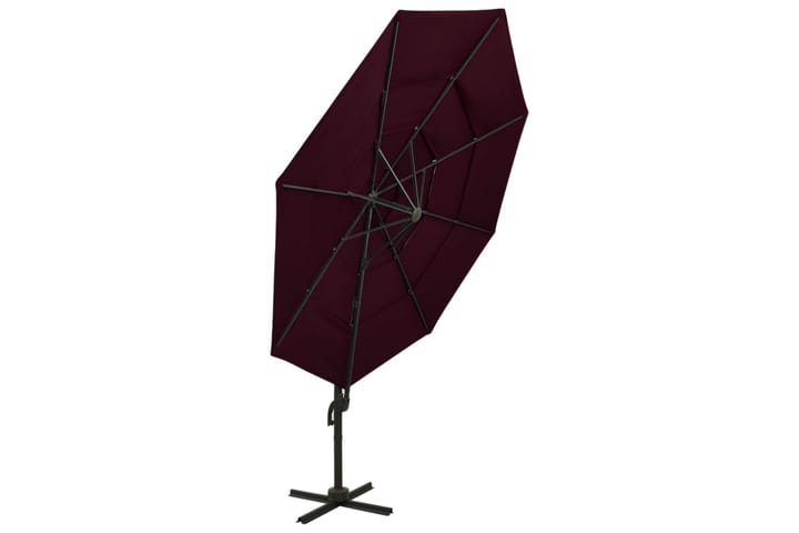 4-tasoinen aurinkovarjo alumiinitanko viininpunainen 3x3 m - Aurinkovarjo