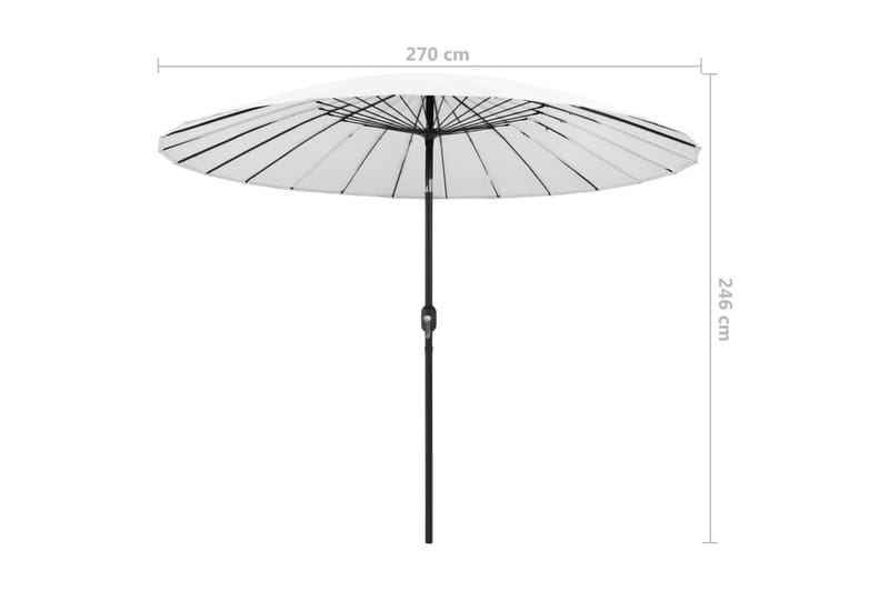 Aurinkovarjo alumiinitanko 270 cm hiekanvalkoinen - Valkoinen - Puutarhakalusteet - Aurinkosuoja - Aurinkovarjo