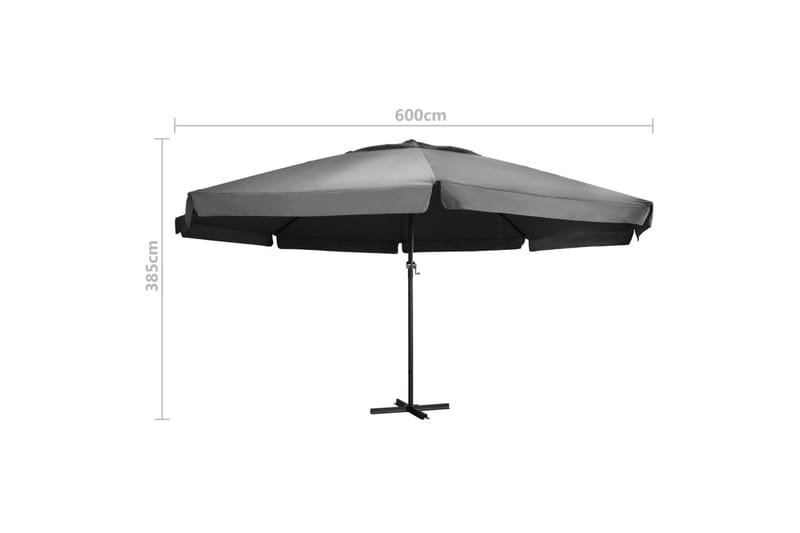 Aurinkovarjo alumiinitanko 600 cm antrasiitti - Antrasiitti - Puutarhakalusteet - Aurinkosuoja - Aurinkovarjo