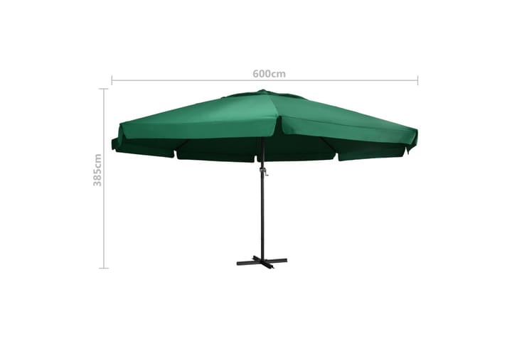Aurinkovarjo alumiinitanko 600 cm vihreä - Vihreä - Aurinkovarjo
