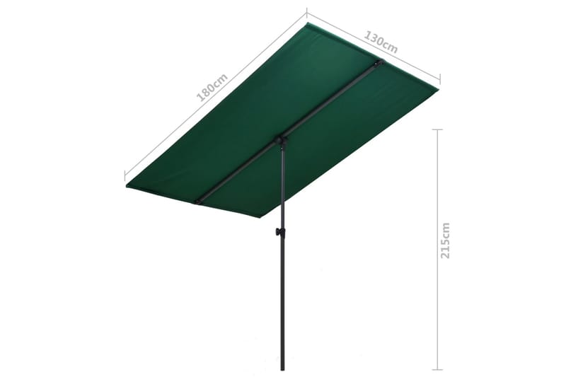 Aurinkovarjo alumiinitanko 180x130 cm vihreä - Vihreä - Puutarhakalusteet - Aurinkosuoja - Aurinkovarjo