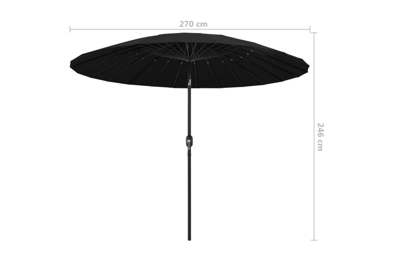 Aurinkovarjo alumiinitanko 270 cm musta - Musta - Puutarhakalusteet - Aurinkosuoja - Aurinkovarjo