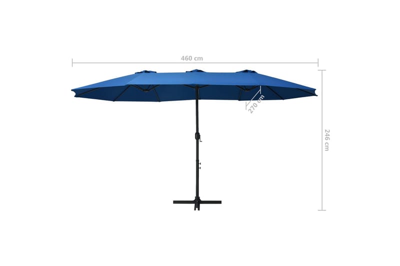 Aurinkovarjo alumiinitanko 460x270 cm sininen - Sininen - Puutarhakalusteet - Aurinkosuoja - Aurinkovarjo
