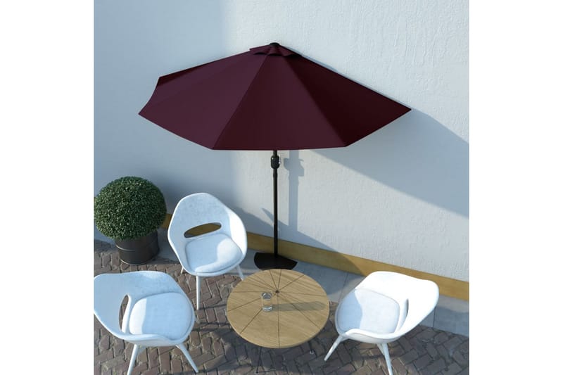 Aurinkovarjo alumiinitanko viininpunainen 270x135x245 cm - Punainen - Puutarhakalusteet - Aurinkosuoja - Aurinkovarjo - Parvekevarjo