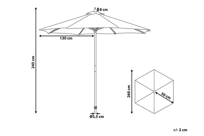 Aurinkovarjo Ferentillo 245 cm - Puutarhakalusteet - Aurinkosuoja - Aurinkovarjo - Parvekevarjo