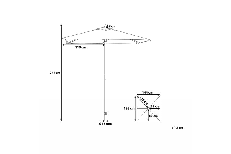 Aurinkovarjo Flamenco 244 cm - Puutarhakalusteet - Aurinkosuoja - Aurinkovarjo - Parvekevarjo