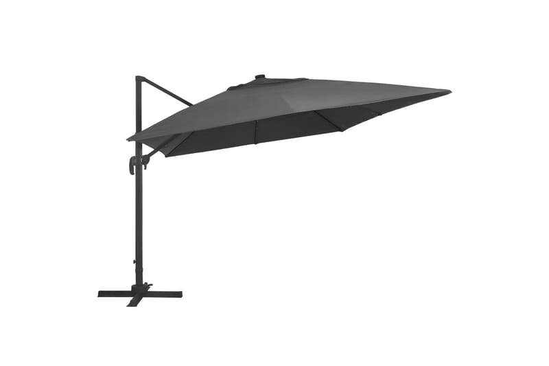 Aurinkovarjo LED-valoilla alumiinipylväällä 400x300cm - Antrasiitti - Puutarhakalusteet - Aurinkosuoja - Aurinkovarjo - Riippuva aurinkovarjo