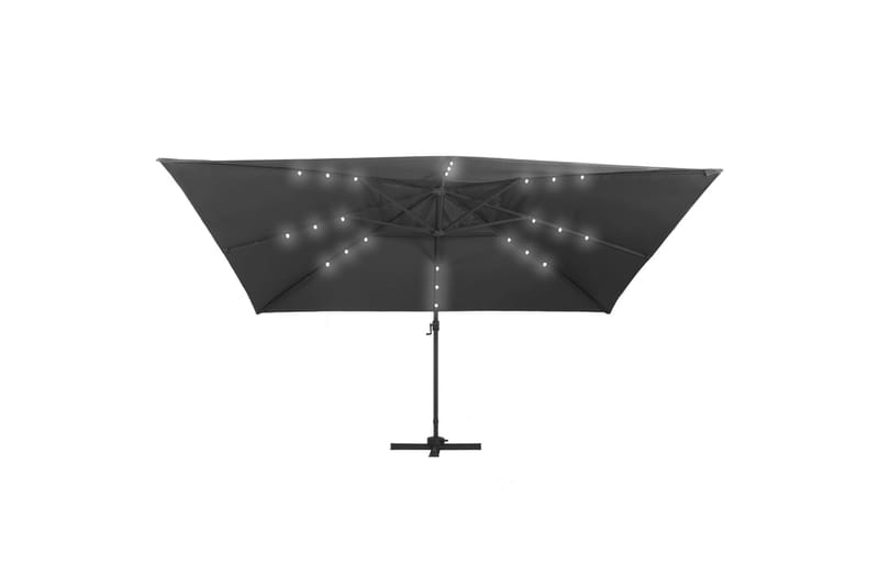 Aurinkovarjo LED-valoilla alumiinipylväällä 400x300cm - Antrasiitti - Puutarhakalusteet - Aurinkosuoja - Aurinkovarjo - Riippuva aurinkovarjo