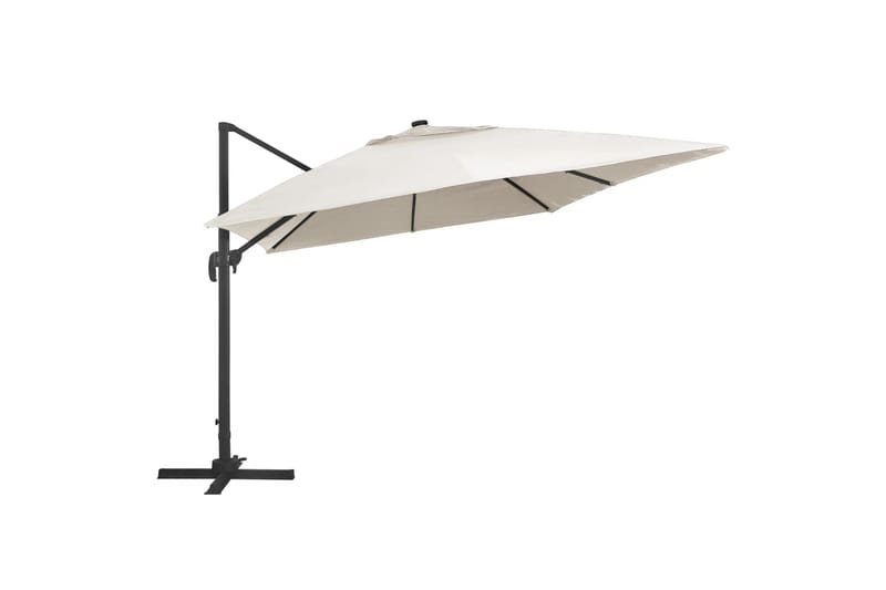 Aurinkovarjo LED-valoilla alumiinipylväällä 400x300cm hiekka - Valkoinen - Puutarhakalusteet - Aurinkosuoja - Aurinkovarjo - Riippuva aurinkovarjo