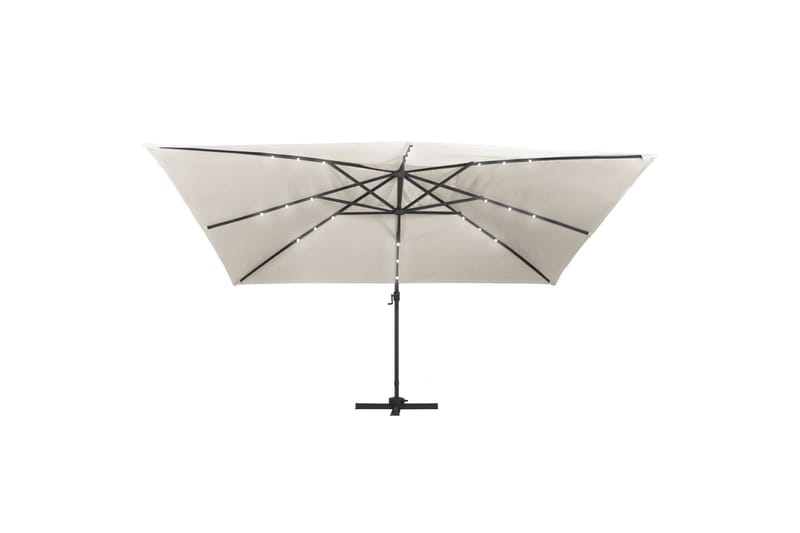 Aurinkovarjo LED-valoilla alumiinipylväällä 400x300cm hiekka - Valkoinen - Puutarhakalusteet - Aurinkosuoja - Aurinkovarjo - Riippuva aurinkovarjo